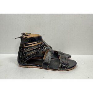 Bed Stu Artemis Sandal Womens Size 7 Black Caged Gladiator Back Zip Strappy Boho